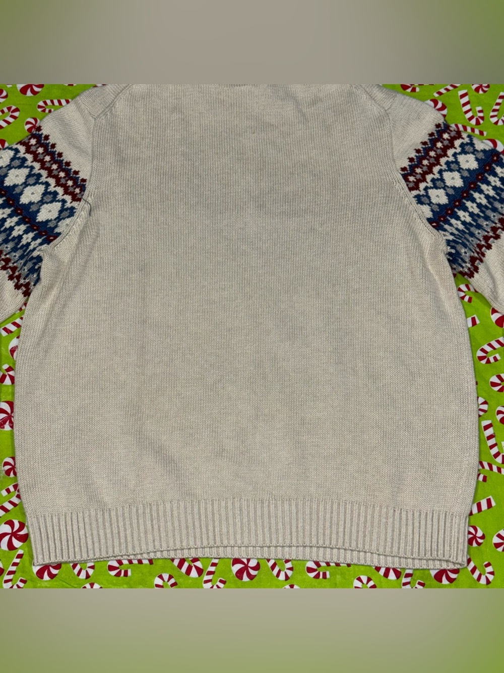 Izod Cream Fair Isle Quarter-Zip Sweater with Navy & Burgundy Pattern - Picture 15 of 16